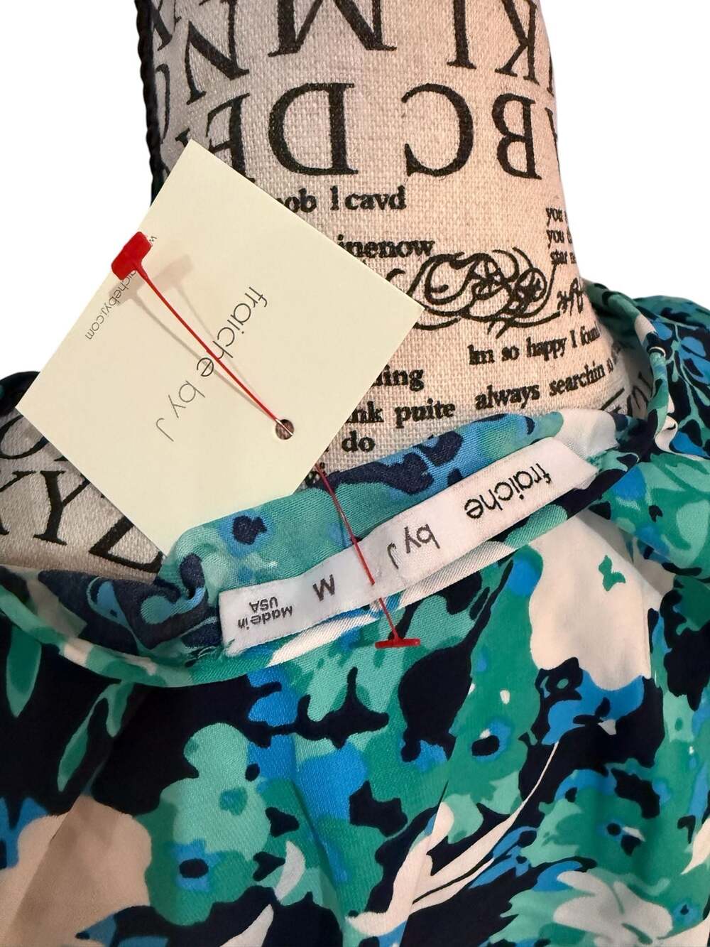 NWT Fraiche by J Blue Floral Maxi Dress Size Medium Faux Wrap Elastic Waist - Picture 3 of 4